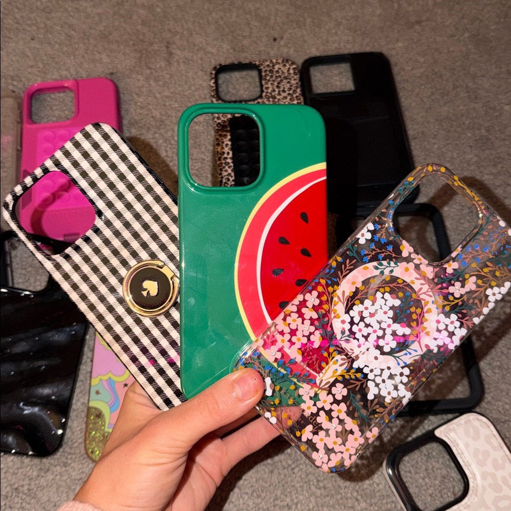 Kate Spade Watermelon and Checkered and Spring Flowered iPhone Cases
